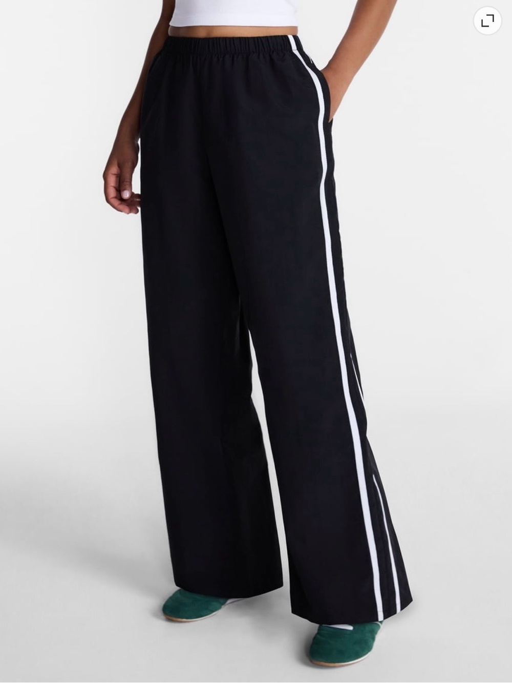 No Boundaries Black Wide-Leg Track Pants with White Side Stripes track pants